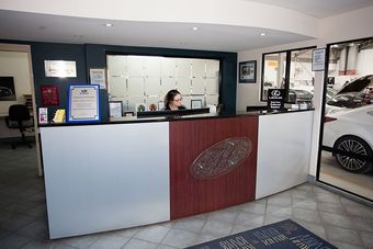 receptionist sitting at desk