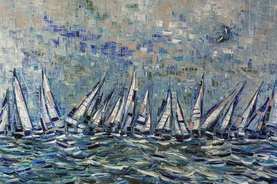 Sailboats - Oil On Canvas by Joachim McMillan