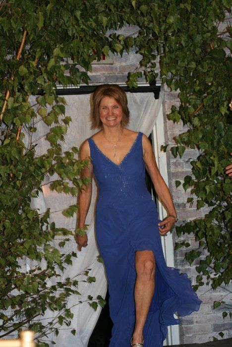 woman in blue dress
