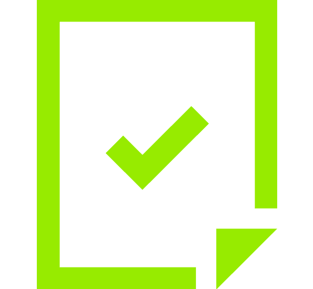 A green check mark in a green square on a white background.