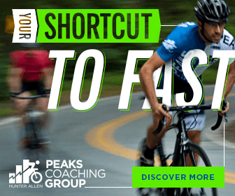 An ad for peaks coaching group shows a man riding a bike