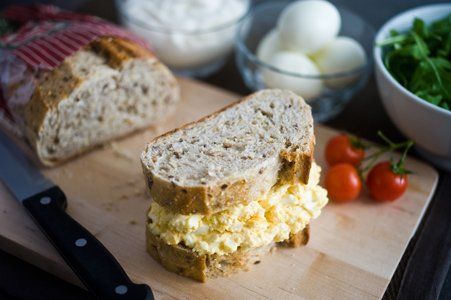 A deep filled egg sandwich