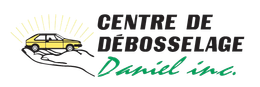 Logo : voiture jaune en main, texte : CENTRE DE DÉBOSSELAGE Daniel inc.