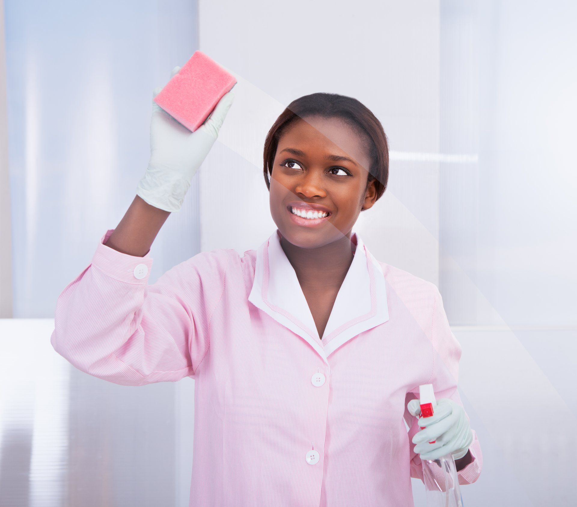 A cleaner working in hospitality.