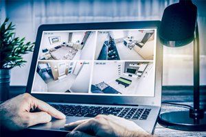 CCTV monitoring system on a laptop
