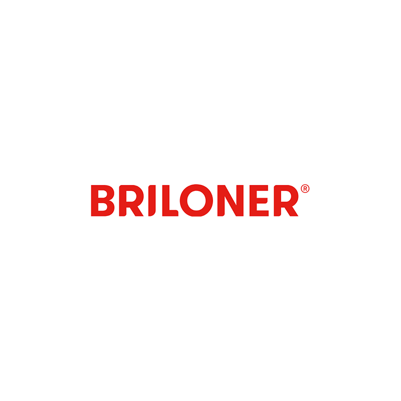 Ein rot-weißes Logo für Briloner auf weißem Hintergrund.