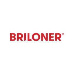 Ein rot-weißes Logo für Briloner auf weißem Hintergrund.