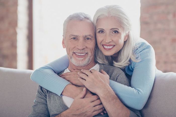 elder couple smiling