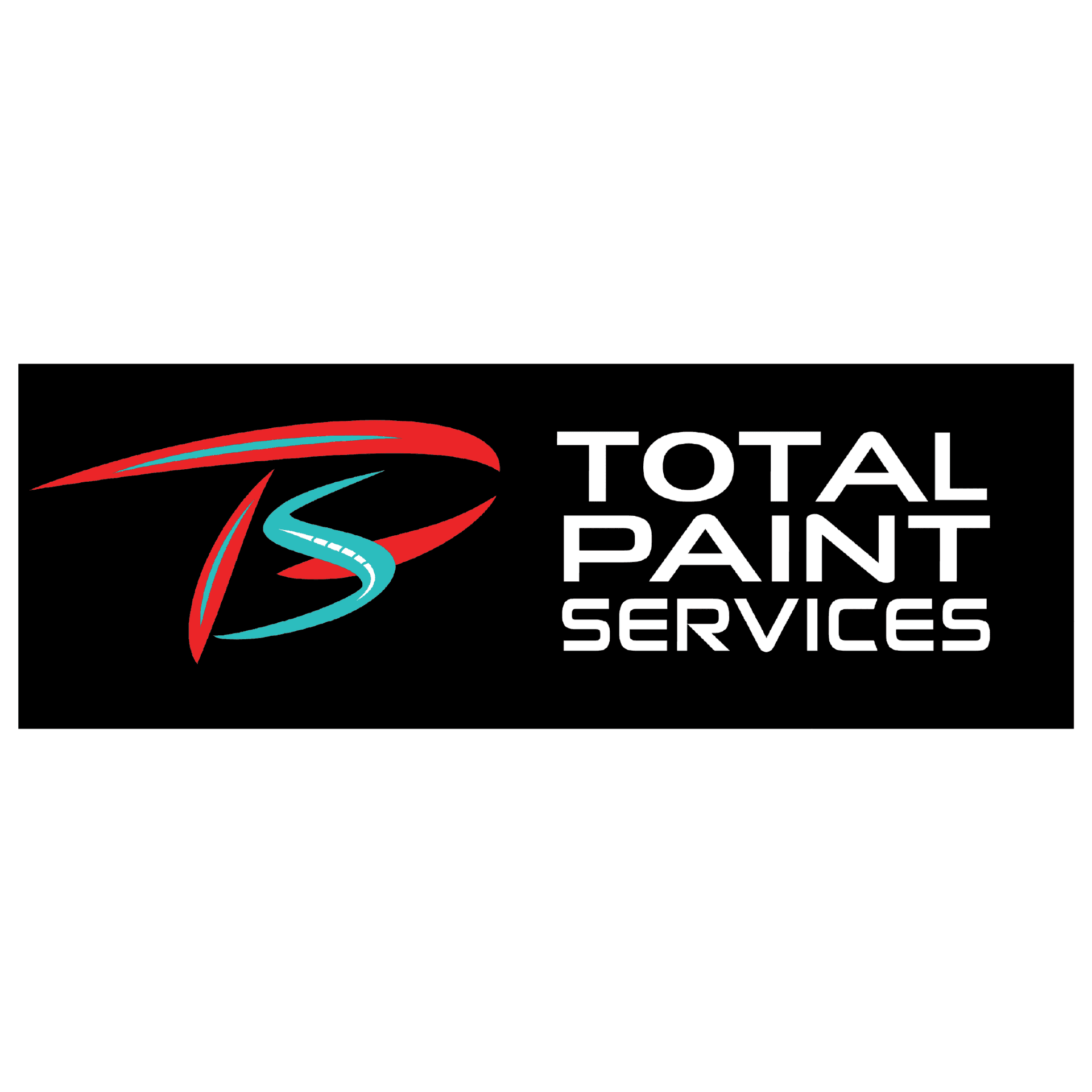 Total Paint Services logo with red and blue stylized initials on a black background