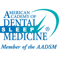 American Academy of Dental Sleep Medicine logo in blue and teal with “Member of the AADSM” text