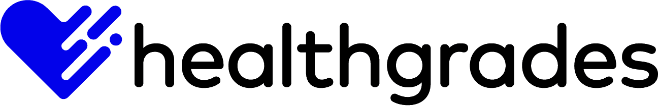 Healthgrades logo with blue heart icon and text on white background