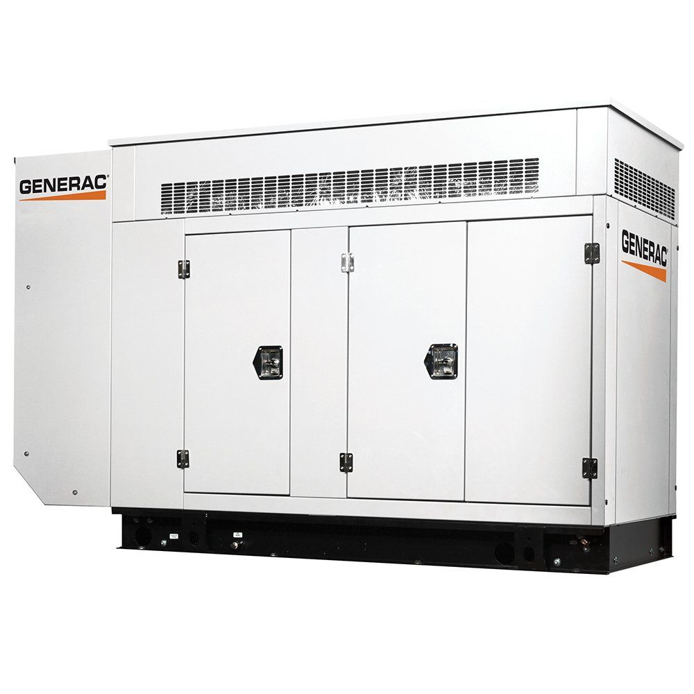 A white generator with the word generac on it