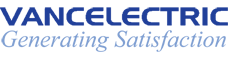 A blue and white logo for vanelectric generating satisfaction