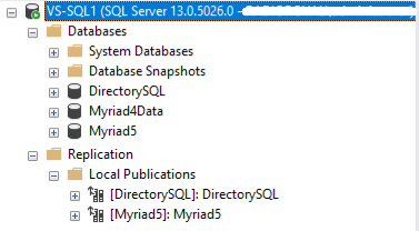 A screenshot of a sql server showing a list of databases