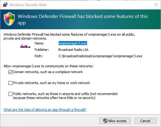 Windows defender firewall has blocked some features of this app