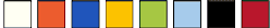 A row of different colored stripes on a white background.