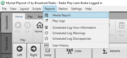 A screenshot of myriad playout v5 by broadcast radio