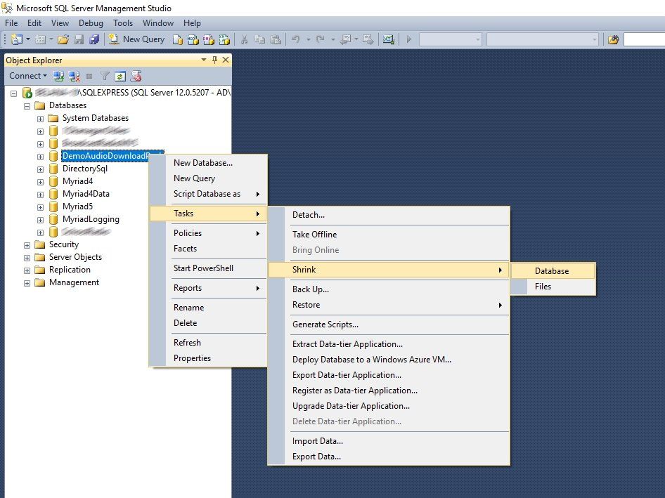 A screenshot of a microsoft sql server manager