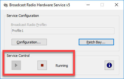 A screenshot of the broadcast radio hardware service v5
