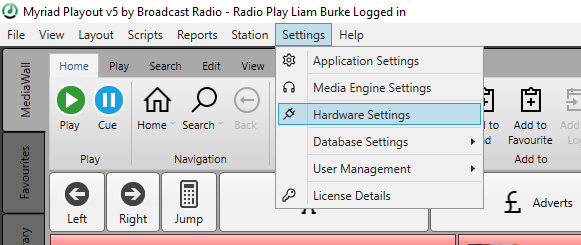 A screenshot of myriad playlist v5 by broadcast radio