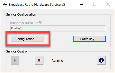 A screenshot of the broadcast radio hardware service v5