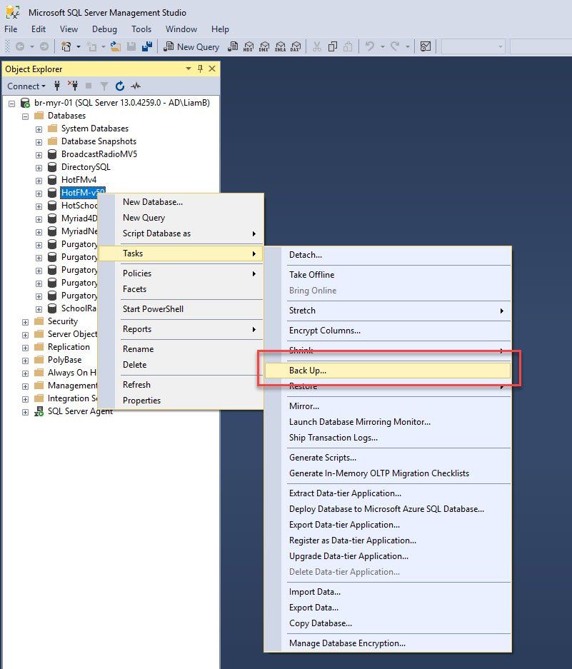 A screenshot of a microsoft sql server management studio