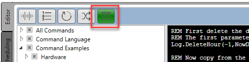 A computer screen with a green button that says ' all commands '