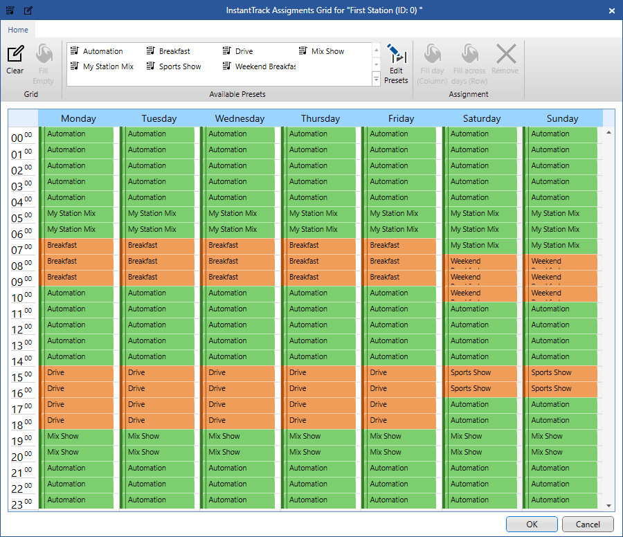 A computer screen shows a schedule for the week