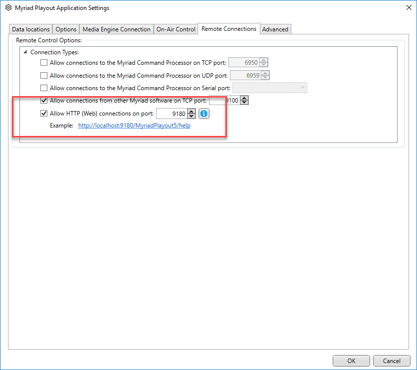 A screenshot of a remote connection settings window.
