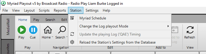 A screenshot of a program called myriad playlist
