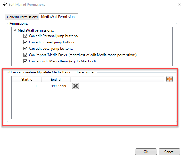 A screenshot of a computer screen showing the general permissions window.