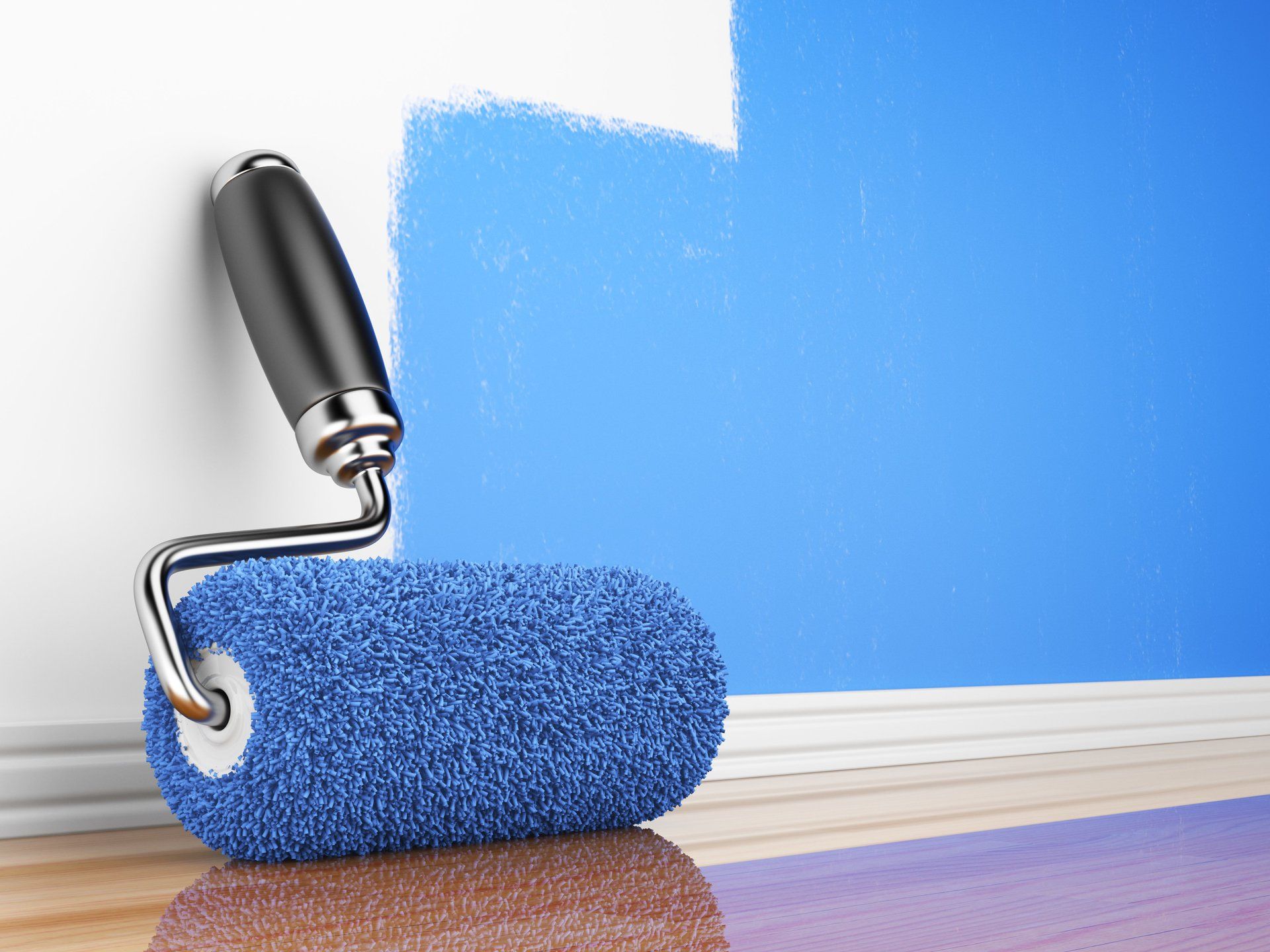 blue paint on the wall