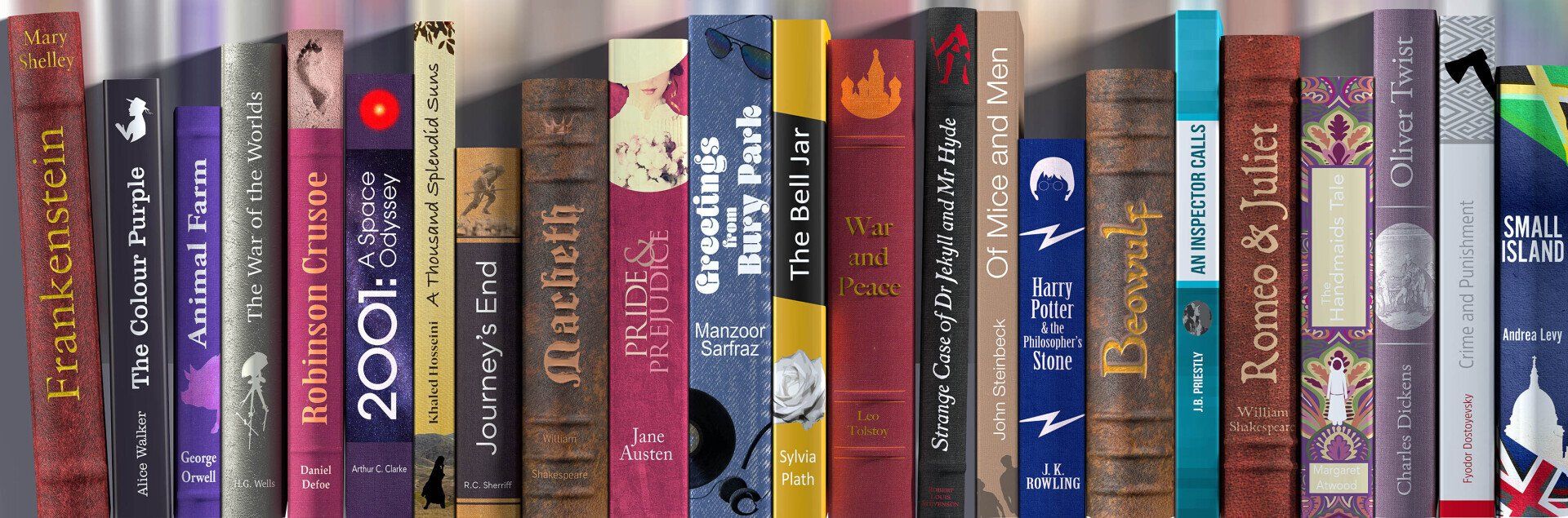 English school wall mural literature book spines