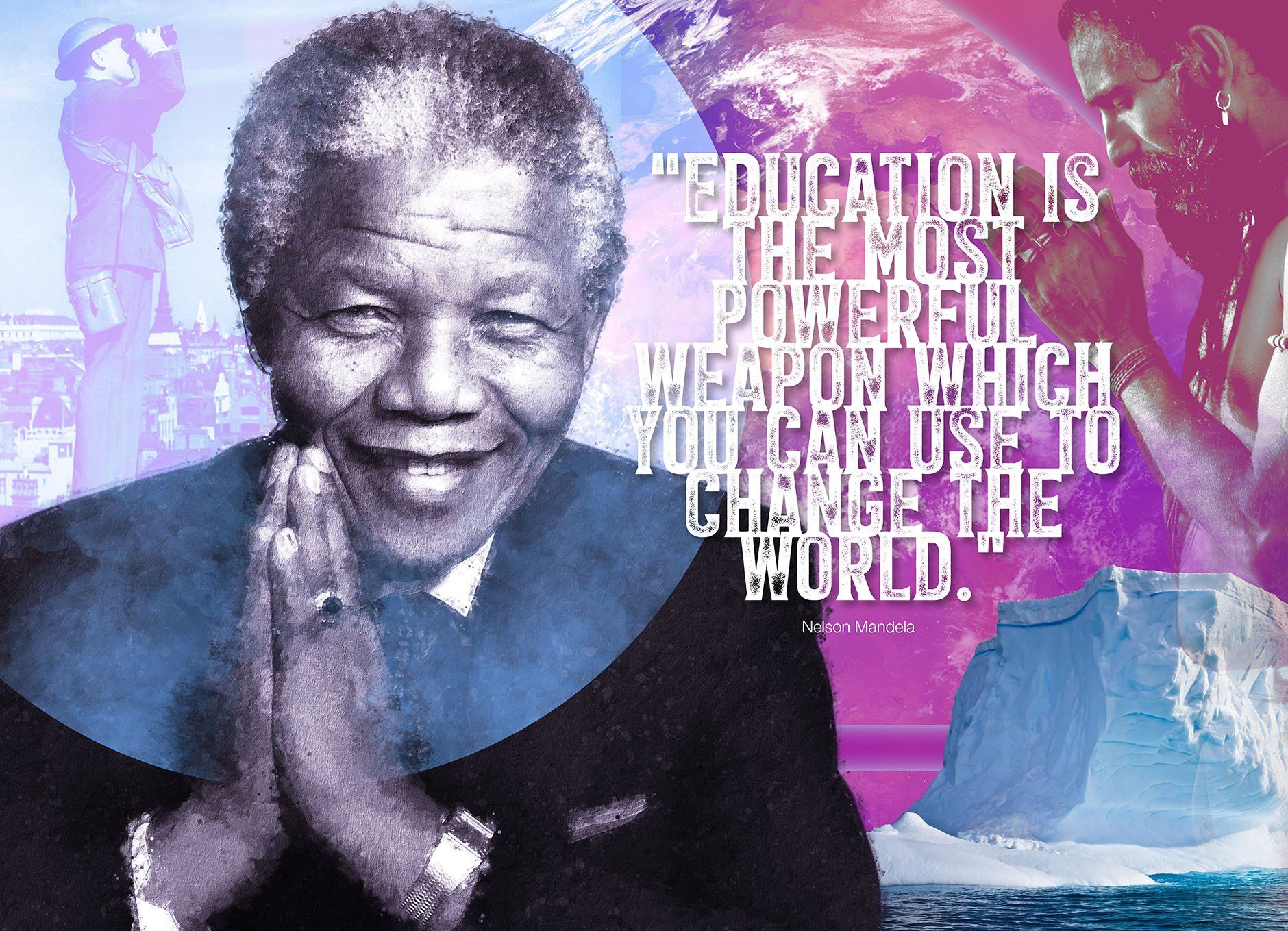 humanties mural with Nelson Mandela quote