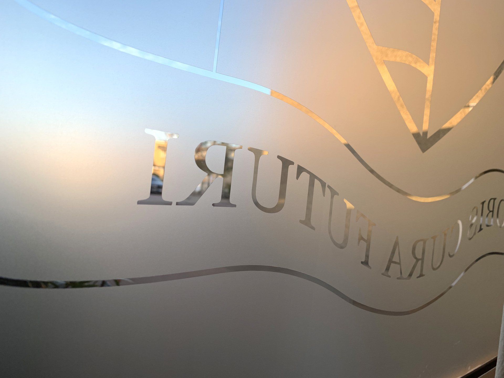 Frosted logo window graphic