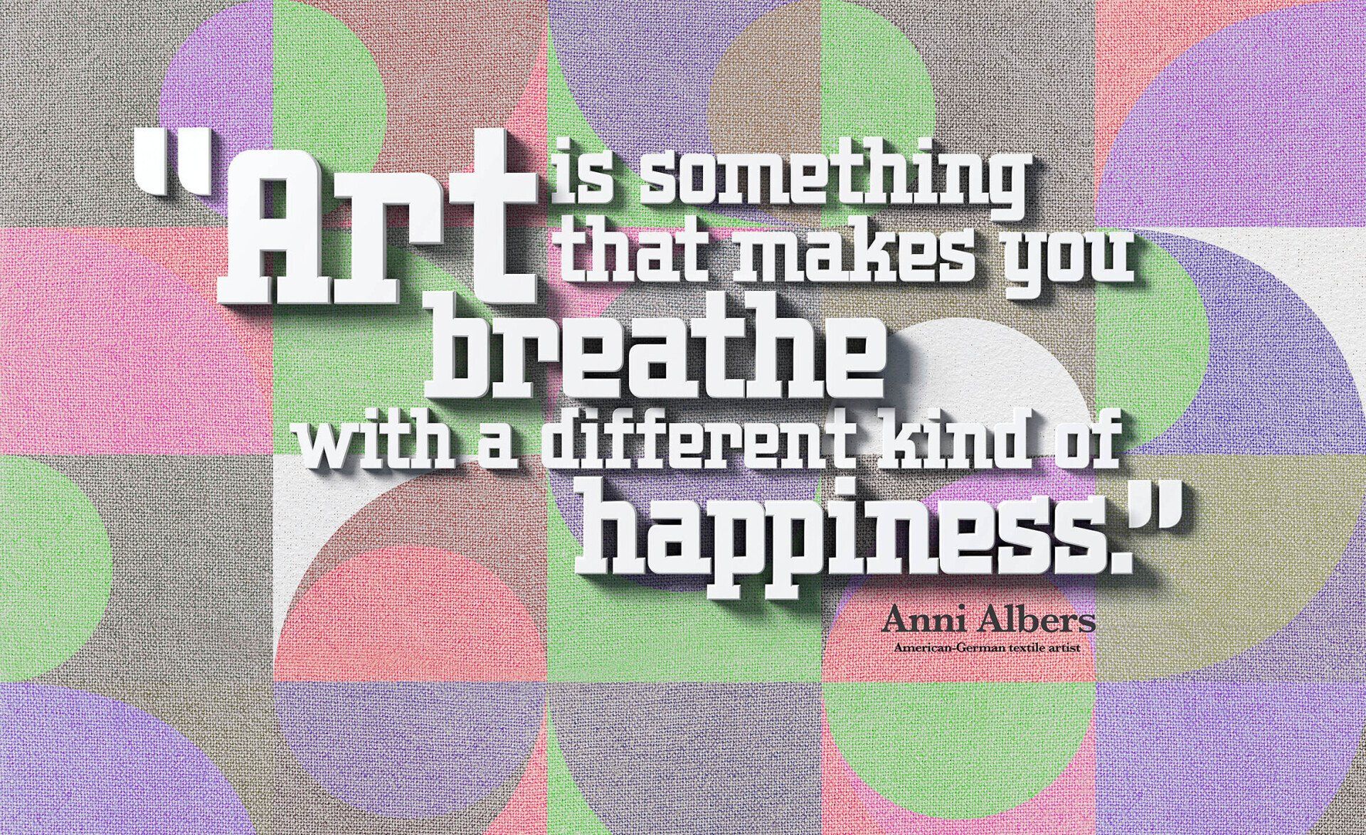 art mural for schools. Pattern background with textile texture and quote from artist