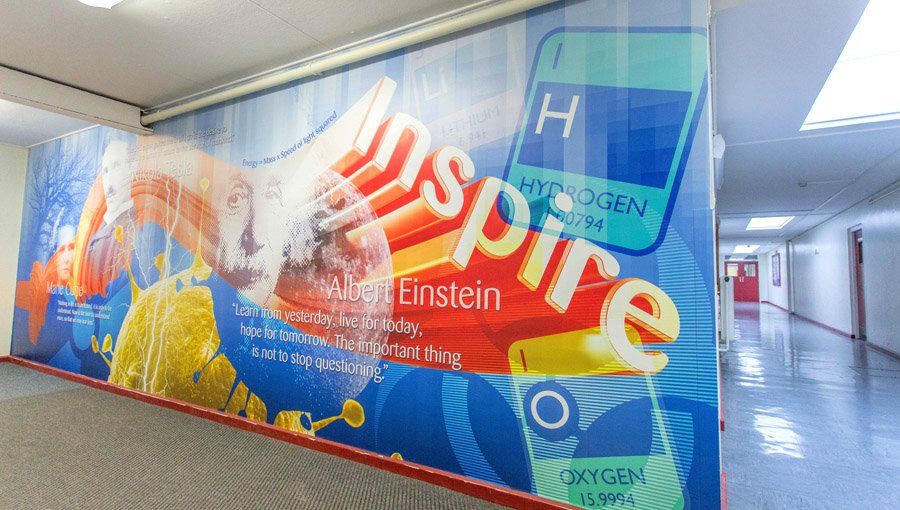 Science wallscape design for school