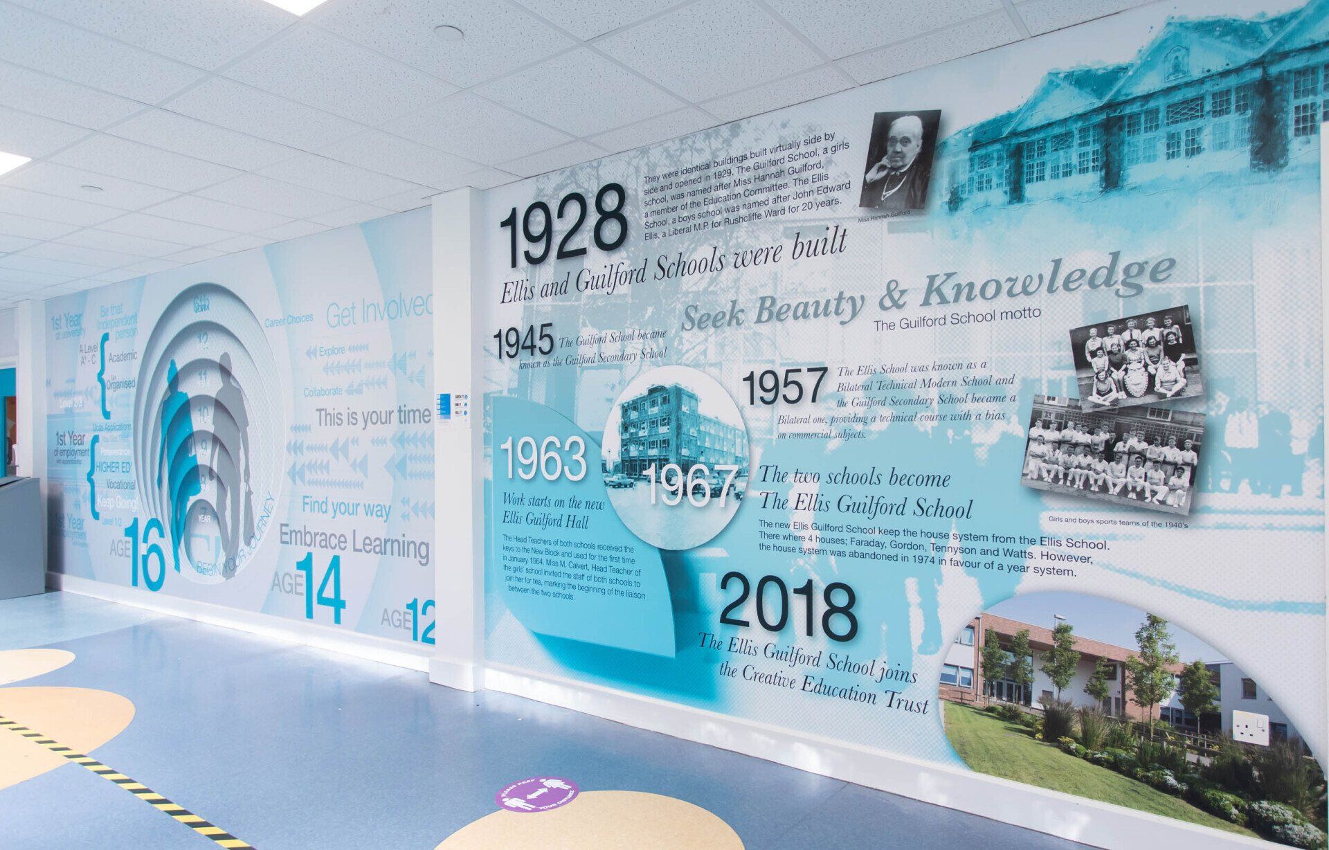 school history wall mural