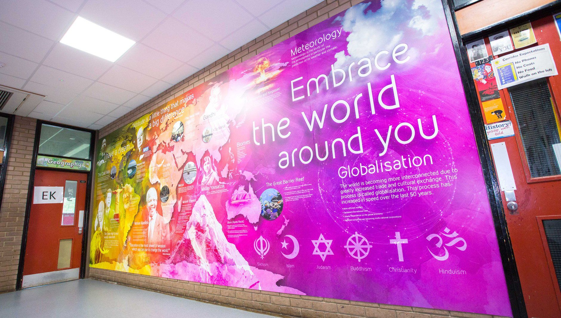 Humanities digital mural at Stoke High School