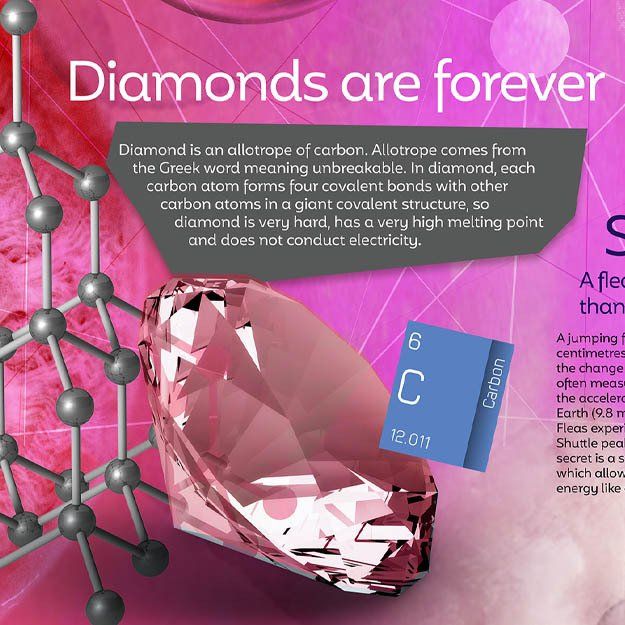 school wall mural art science carbon and diamonds