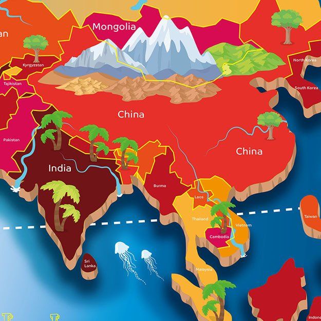 world map wall mural for primary school