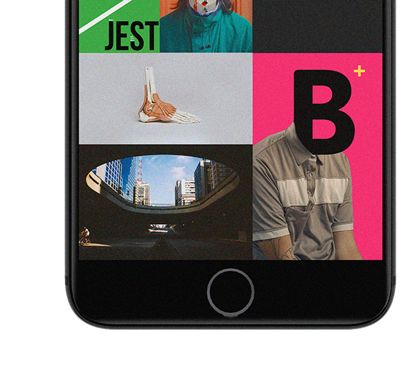 a cell phone with a picture of a man and the letter b on it