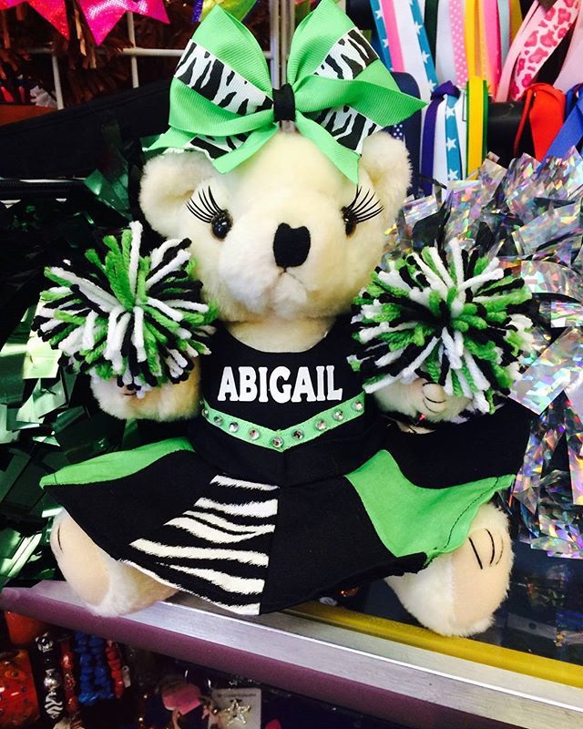 custom cheer bear poms bows