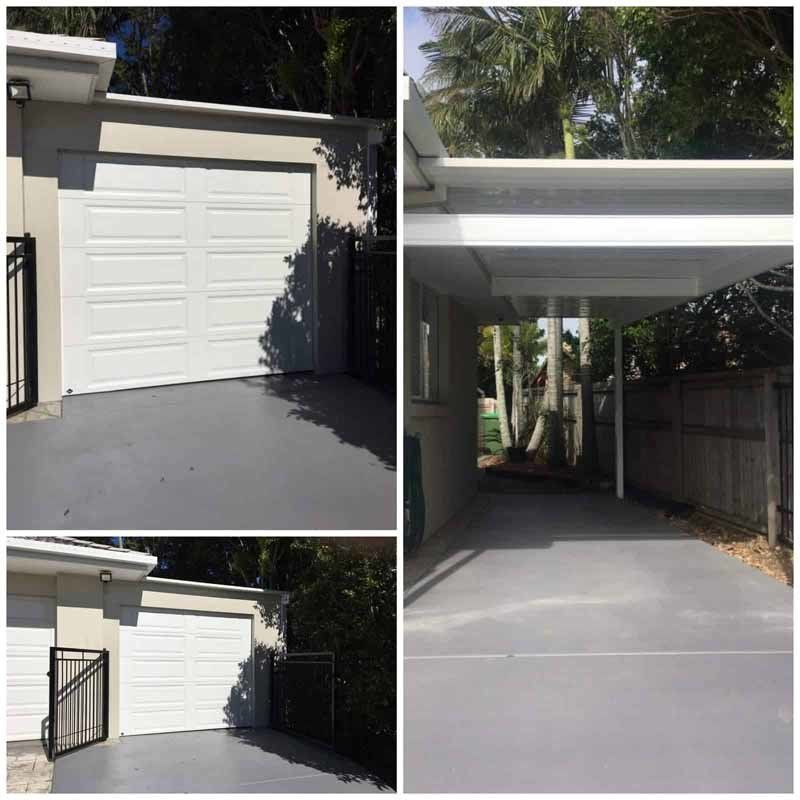 detail photos of garage door open and closed