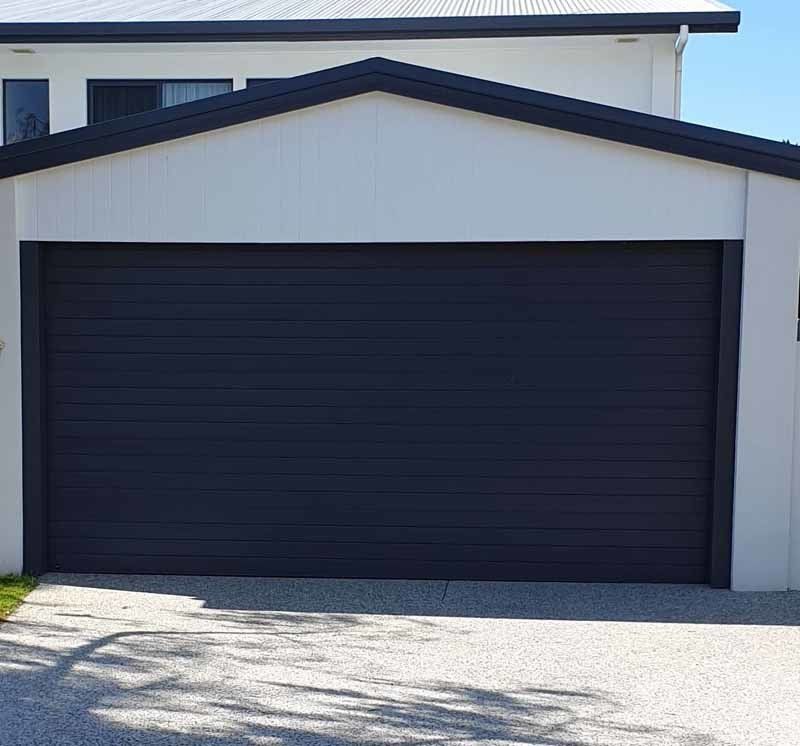 black garage door