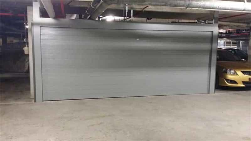 gray garage door in warehouse