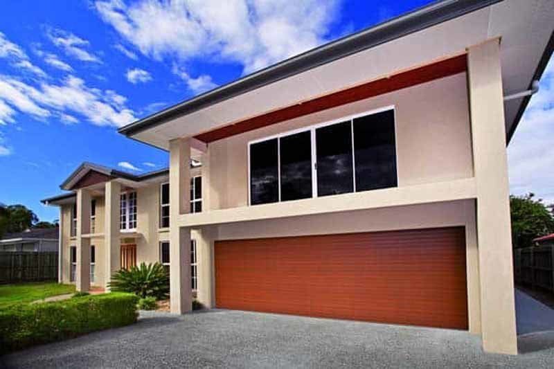 house with red garage door