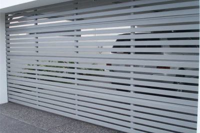 gray aluminium slatted garage door