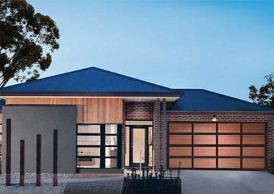 modern house with wood accents