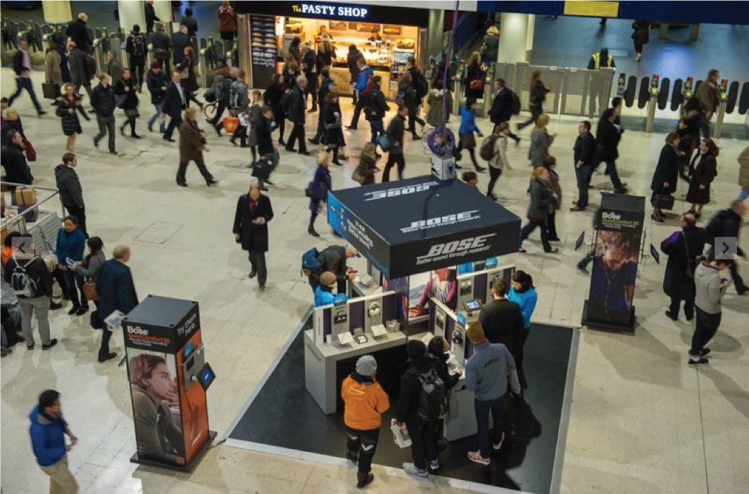 Flooring system for experiential advertising booth